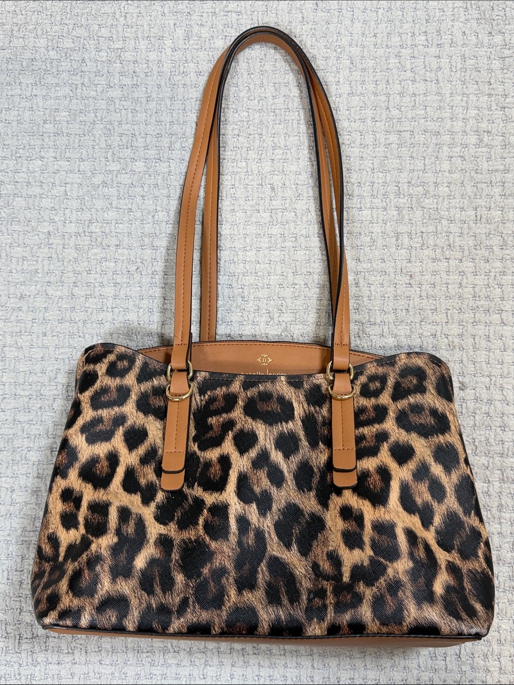 Nanette Lapore Liam Triple Section Shoulder Bag Cheetah Print Tan Vegan Leather - Picture 6 of 14